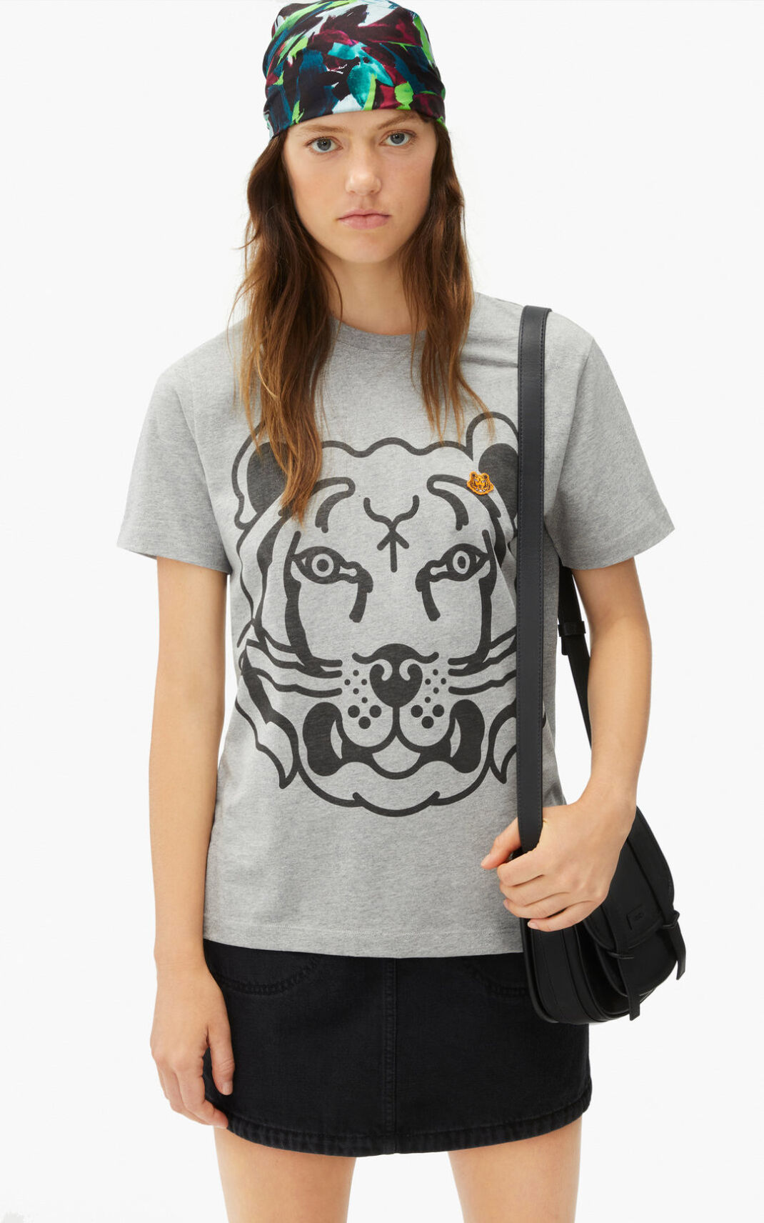 T Shirt Kenzo K Tiger loose fitting Femme Grise | TKDP-02691